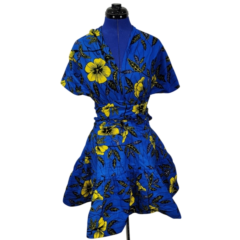 Blue/Yellow Infinity Mini Dress - Picture 5 of 15